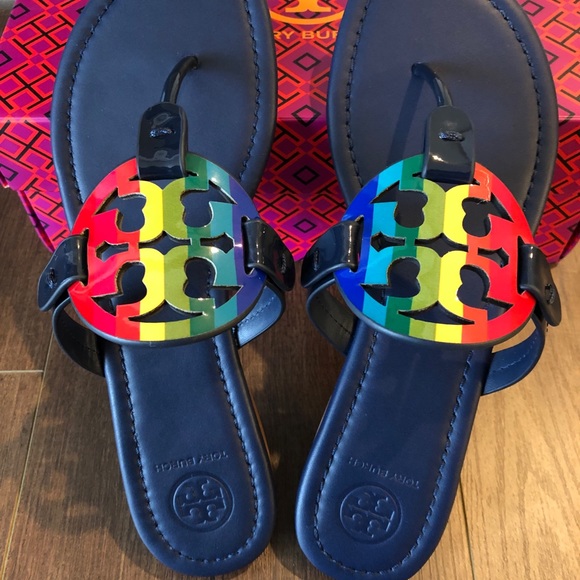 NIB TORY BURCH Miller Rainbow Leather Sandals - Picture 2 of 12